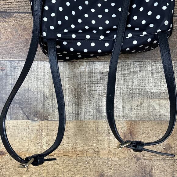 Kate Spade Hilo Blake Avenue Nylon Mini Backpack Purse Diamond Dot Black White